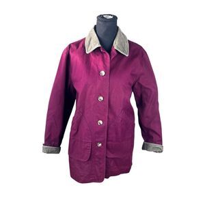 Lands End Women's Small maroon purple Field barn chore flannel lined jacket